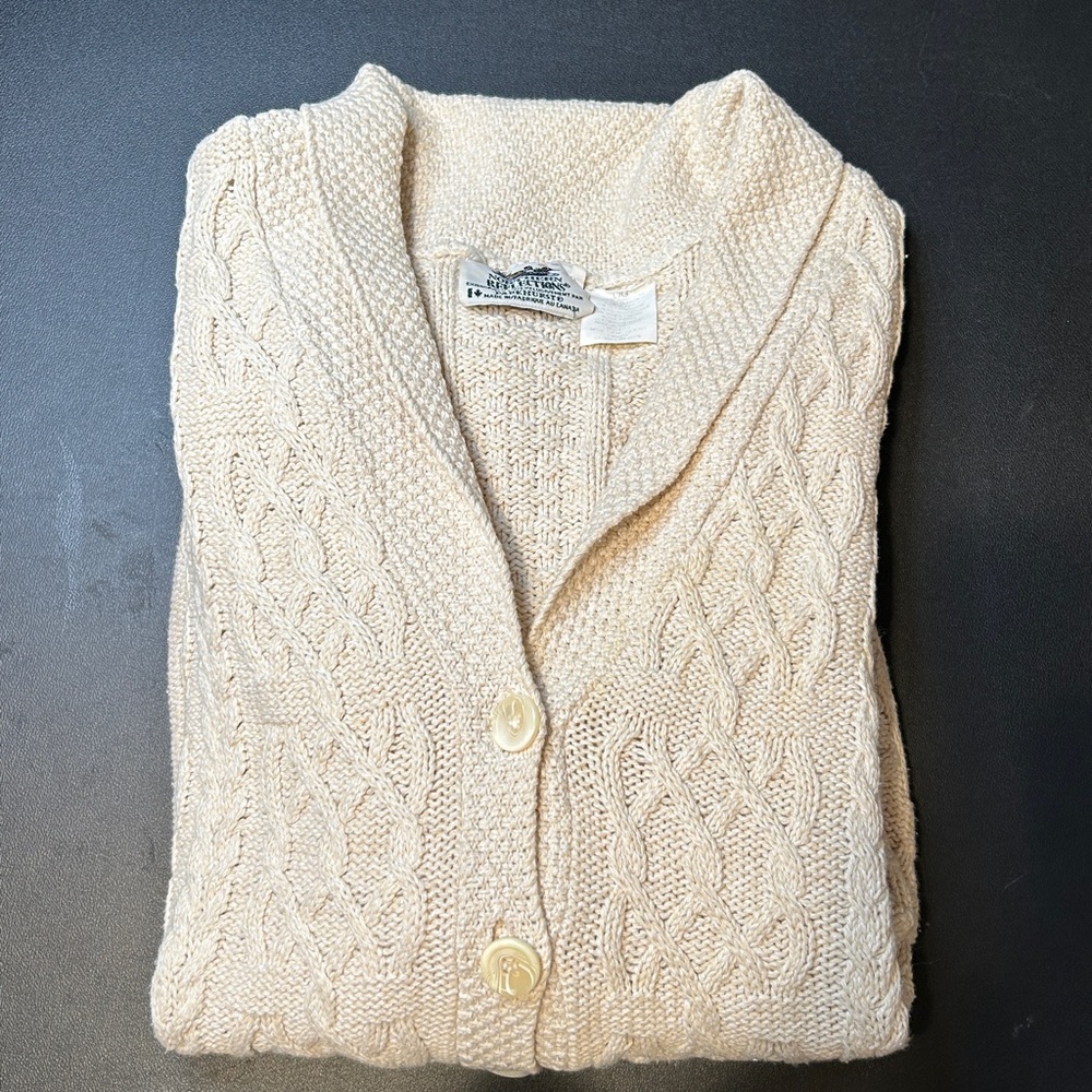Northern Reflections Beige Knit Cardigan Grandma-Core 70 percent cotton sz large